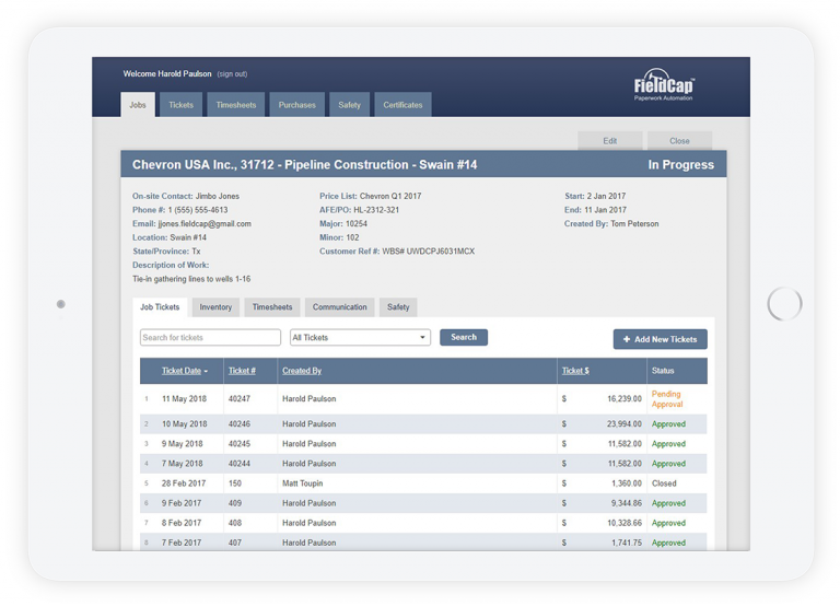 Job Tracking Software Made For The Oilfield FieldCap